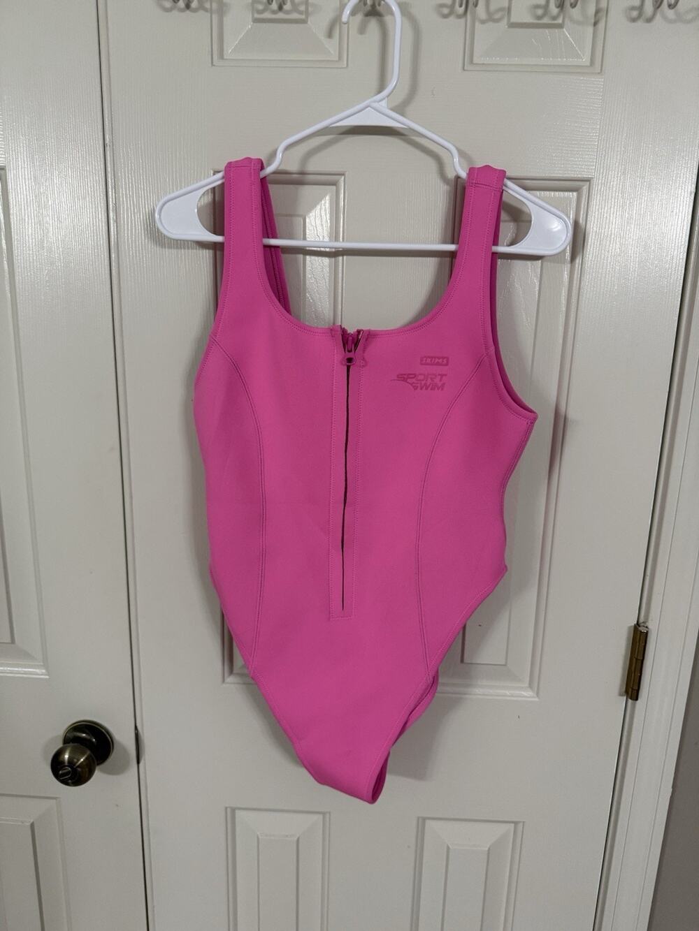 SKIMS Hot Pink One-Piece Swimsuit with Front Zip